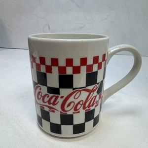 VTG Coca-Cola Coffee Mug Cup Black White Red Checkered Coke Gibson 1996 - Picture 1 of 4