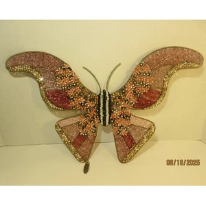MacKenzie-Childs Butterfly Wall Decor Beaded Embellished Floral Accent 15.5" - Picture 1 of 5