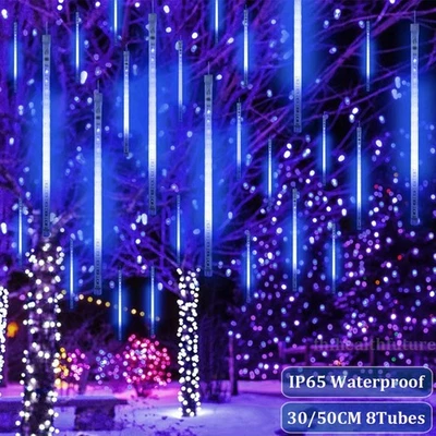 Meteor Shower Lights Outdoor Hanging Falling Rain Tree Lights Christmas Decor UK - Image 1 of 4