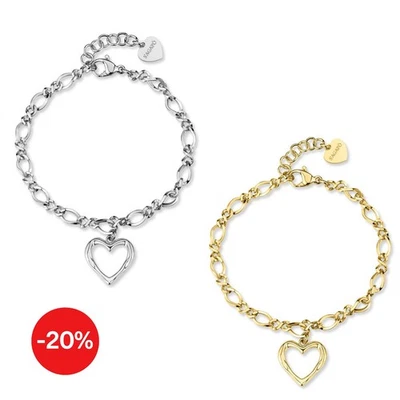 Bracciale Donna Cuore Acciaio o Dorato con Pendente Sagapo SMO11 SMO12 Gioielli - Immagine 1 di 2