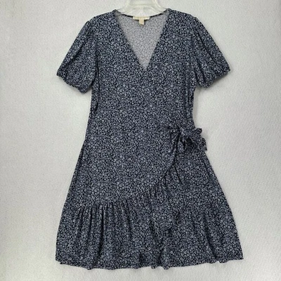 Vestido envolvente Michael Kors para mujer Ditsy estampado floral azul talla XL hasta la rodilla Foto 1 de 4