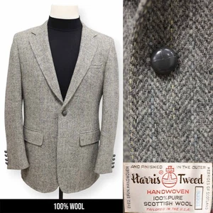 DE COLECCIÓN HARRIS TWEED Hombre Gris 100% LANA Abrigo Deportivo Traje Chaqueta Blazer 38 R - Imagen 1 de 16