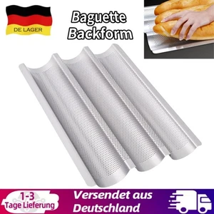 Baguette Backblech Backform Antihaftbeschichtung 3 Mulden Antihaft-Beschichtung - Bild 1 von 8