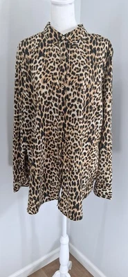 Camisa JACLYN SMITH para mujer 2X botones manga larga lengüeta enrollable estampado de leopardo mafia esposa  Foto 1 de 4