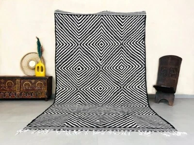 Large Moroccan Kilim rug  - Blue Flat area rug - Flatweave - Image 1 of 4