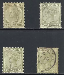 NATAL SCOTT 74 USED x 4 - 1889 2p OLIVE GREEN ISSUE DIE B CAT $7.00 (B) - Foto 1 di 2