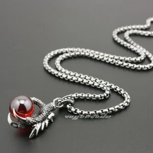 Stainless Steel CZ Stone Dragon Claw Pendant Punk Jewelry 4S021A Steel Chain 24" - Picture 1 of 12