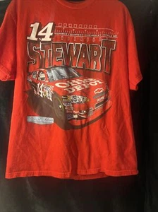 NASCAR Tony Stewart HAAS Front Back Print T-shirt Large Red Racing Old #14 - Picture 1 of 9