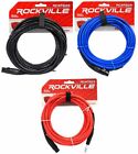 3 câbles Rockville 25' femelles rean XLR à 1/4'' TRS (3 couleurs)