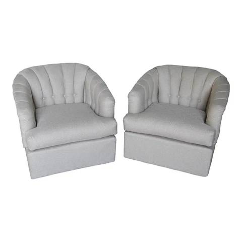 Pair of 70s Vintage Shellback Swivel Chairs Cover