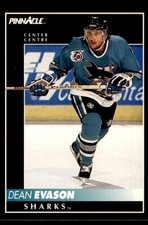 1992-93 PINNACLE FRENCH DEAN EVASON SAN JOSE SHARKS #169