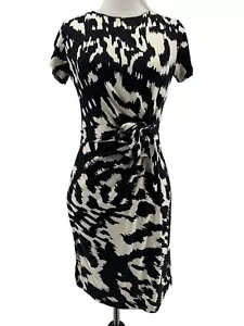 Vestido para mujer DVF Diane Von Furstenberg negro estampado Ikat seda Zoe talla 4 - Imagen 1 de 7
