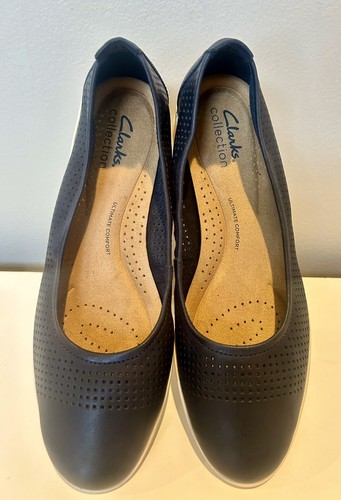 Ballerine Clarks Collection in pelle Jenette Ease casual comode blu navy 7 5