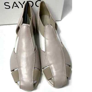 Saydo Timeless ivory leather comfort wedge sandals size 11 NIB - Picture 1 of 5