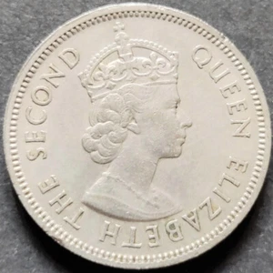 Hong Kong, 50 Cents, Elizabeth II, 1st Portrait, 1958, KM# 30, Cu-Ni (B-586) - Picture 1 of 2