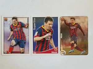 LIONEL MESSI La Liga Mundicromo metalcards 2015 PRIZM SUPER STAR - LOT 3 rare - Zdjęcie 1 z 2