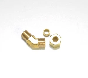 1/4" Tube OD x 1/8" Male NPT 45 Degree Compression Elbow Fitting Gas Adapter - Picture 1 of 7