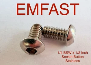 1/4 BSW x 1/2 Socket button head screw stainless steel a2 Whitworth dome allen - Picture 1 of 4