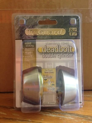 Cerradura de perno muerto de doble cilindro de acero inoxidable TruGuard NOS Foto 1 de 2