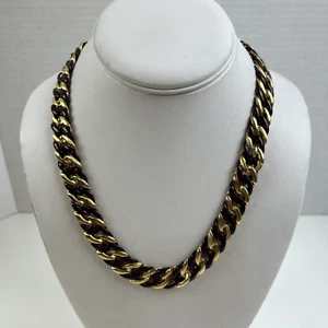 Napier NWT Vintage 1980s Signed Gold Tone and Purple Enamel Chain Link Necklace - Picture 1 of 10