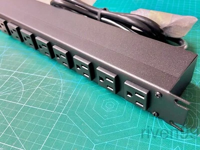 Hammond 1582T8A1BK Rack Mount 1U 8 Outlet Power Strip, PDU, 15A, 120VAC, 6ft - Image 1 of 4