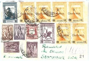 73757 - ANGOLA - HISTORIA POSTAL - fantástico franqueo en portada a SUECIA 1963 - Imagen 1 de 1