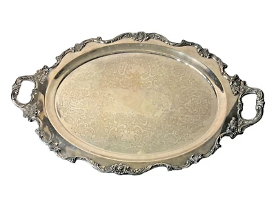 Bandeja para servir ovalada ornamentada plateada vintage Wallace Royal Rose 9826 Foto 1 de 4