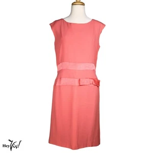 Vestido de cóctel rosa vintage con ribete de banda de satén y lazo cremallera metálica talla L - Hey Viv - Imagen 1 de 7
