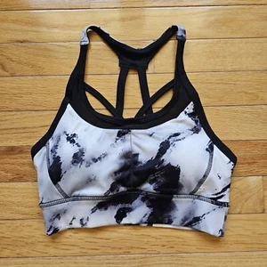 BEACHBODY Sports Bra Size XS Compress Racerback Running Athletic Black White NEW - Picture 1 of 7
