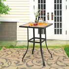 Patio Bar Table Square Wood-like Outdoor Bar Height Table Bistro Table