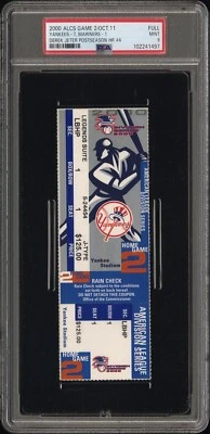 2000 ALDS GAME 2 FULL TICKET YANKEES MARINERS OCT 11 DEREK JETER HR PSA 9 (97 - Image 1 of 2