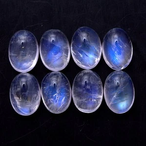 6.64 Cts Natural Rainbow Moonstone Oval Cabochon 7x5 mm Lot 08 Pcs Gemstones - Picture 1 of 3