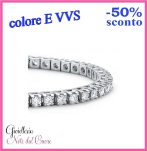 BRACCIALE TENNIS IN ORO BIANCO : DIAMANTI NATURALI E VVS 1 CARATO CERTIFICATO - Foto 1 di 4