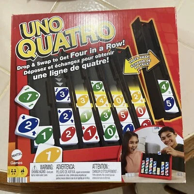 Uno Quatro Mattel Game Fun Family Game Night Four In A Row Strategy New - Image 1 of 2