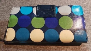 Pre-owned BODEN MULTICOLOR polka dots PRINTED COATED CANVAS WALLET/CLUTCH - Picture 1 of 7