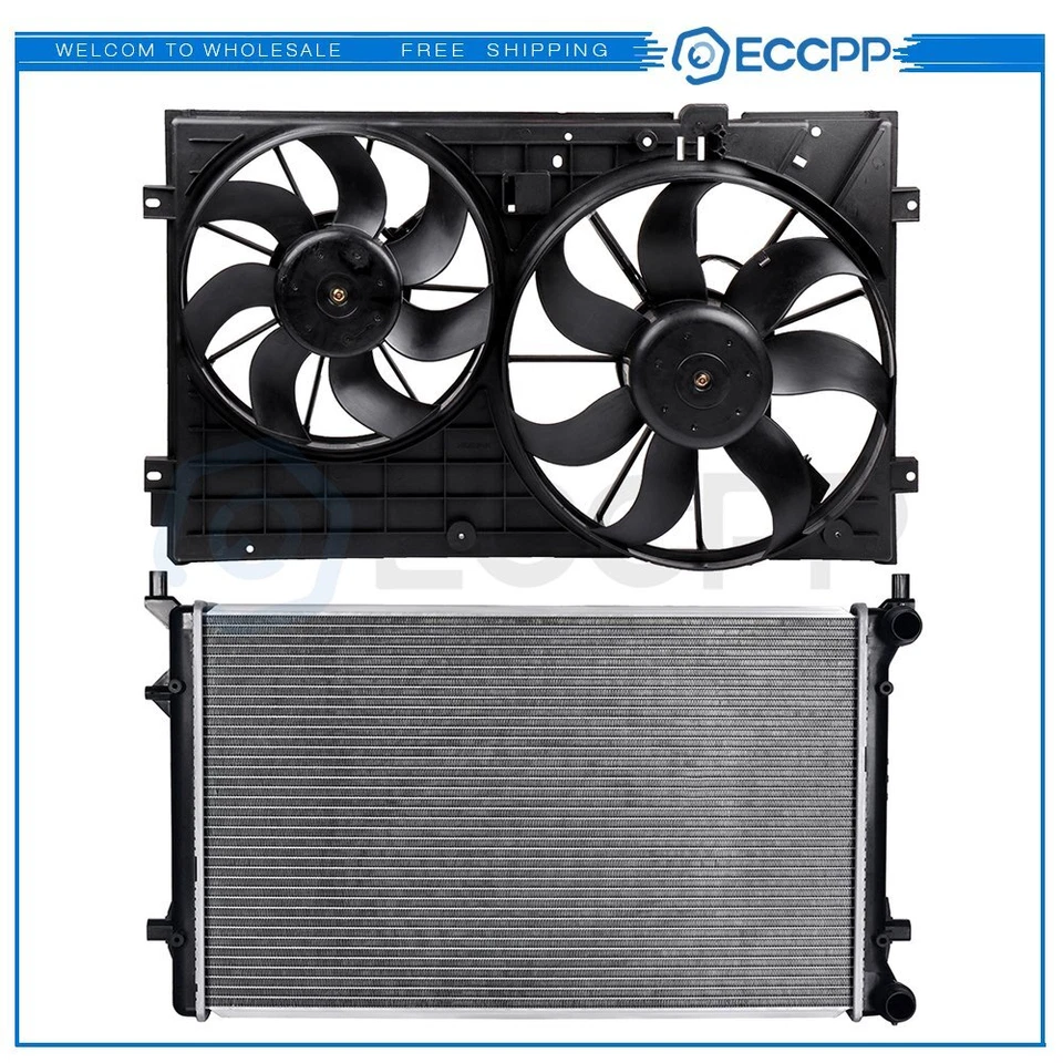 Electric Radiator Cooling Fan Kit For 2005 2006 2007 2008-2010 Volkswagen Jetta - Imagem 1 de 4