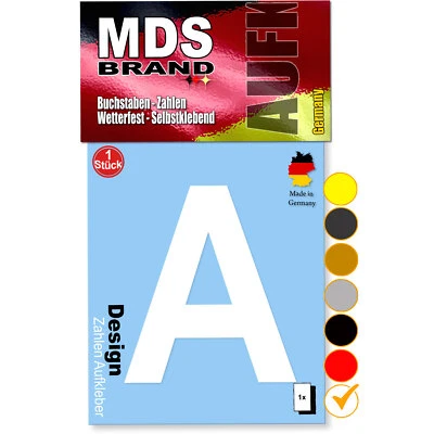 MDS BRAND Design 10cm Buchstaben Aufkleber | wetterfest Klebebuchstaben | Außen & Innen