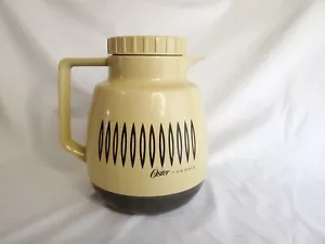 Oster Thermo Insulated Pitcher 2 Quart Coffee Carafe Thermal Beige Brown Vtg MCM - Picture 1 of 11