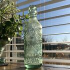 Vintage Glass Bottle John Grundy Stockport Old Fashioned Clear Green Bottle