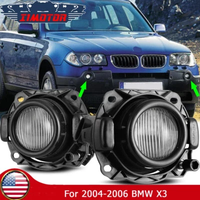 Pair For 2004 2005 2006 BMW X3 Fog lights Front Bumper Lamps w/2x H11 Bulbs New - Image 1 of 4