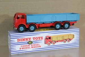 DINKY TOYS 901 REPAINTED RED & LIGHT BLUE FODEN DIESEL 8 WHEEL WAGON TRUCK od - Picture 1 of 9