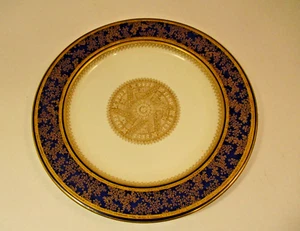 Antique Royal Worcester Tiffany and Co 9" Plate Gold Gilded Blue Floral Star - Picture 1 of 8