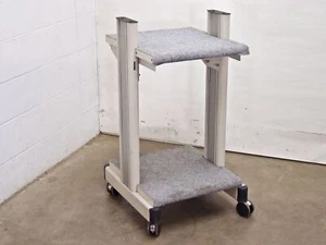 Unbranded White Rolling Cart with Carpeted Surfaces - Adjustable Platform Height - Picture 1 of 7