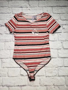 Good Luck Mädchen Kinder Streifen Body Top in rot/koralle/schwarz gestreift Größe Large  - Bild 1 von 6
