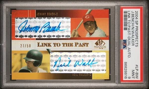 2004 SP Prospects JOHNNY BENCH NEIL WALKER RC Link to Past Dual Auto #/50 PSA 9 - Picture 1 of 2