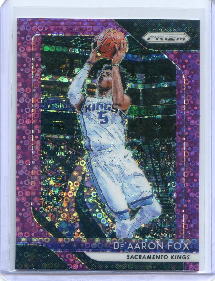 2018-19 Panini Prizm Fast Break DE'AARON FOX #151 PURPLE DISCO PRIZM SP /75