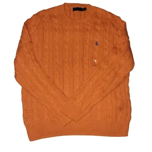 Polo Ralph Lauren Suéter Para Hombres XL Naranja Tejido con Cable Cuello Redondo Poni Logo Algodón - Imagen 1 de 24