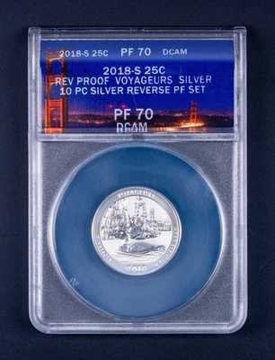 2018-S Voyager MN Reverse Proof Silver Quarter ANACS PR70 DCAM SDB585 - Image 1 of 2