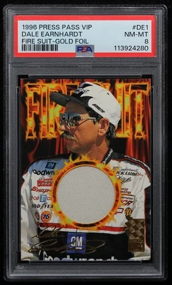 1996 Press Pass VIP Firesuit Gold Foil Dale Earnhardt Sr. #DE2 PSA NM-MT 8 - Image 1 of 2