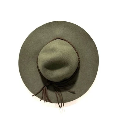 By Anthropologie fedora 羊毛橄榄绿色女式帽子 OS — 第 1/4 张图片